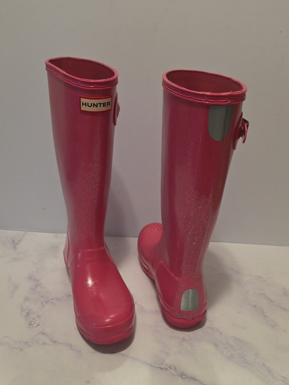 Hunter Tall Pink Glitter Rain Boots